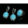 Кольцо и серьги с бирюзой (имитация)
