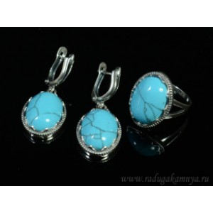 Кольцо и серьги с бирюзой (имитация)