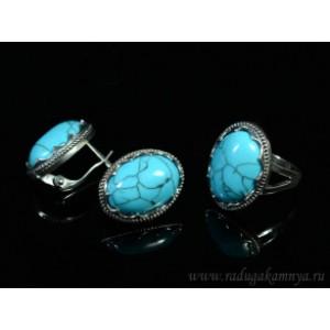 Кольцо и серьги с бирюзой (имитация) Кольцо и серьги с бирюзой (имитация)