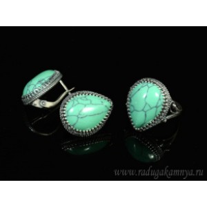 Кольцо и серьги с бирюзой (имитация)