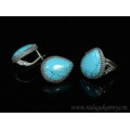 Кольцо и серьги с бирюзой (имитация)