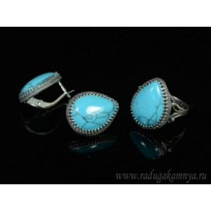 Кольцо и серьги с бирюзой (имитация) Кольцо и серьги с бирюзой (имитация)