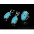 Кольцо и серьги с бирюзой (имитация)