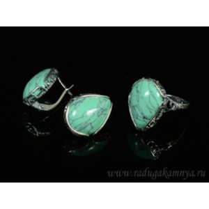 Кольцо и серьги с бирюзой (имитация)