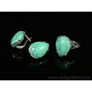 Кольцо и серьги с бирюзой (имитация)