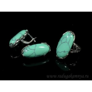 Кольцо и серьги с бирюзой (имитация)