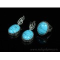Кольцо и серьги с бирюзой (имитация)