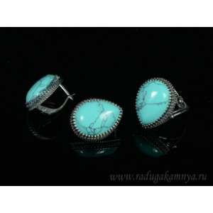 Кольцо и серьги с бирюзой (имитация)