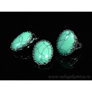 Кольцо и серьги с бирюзой (имитация)