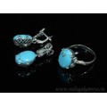 Кольцо и серьги с бирюзой (имитация)