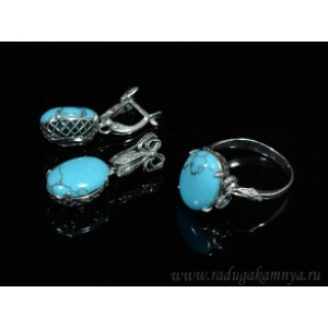 Кольцо и серьги с бирюзой (имитация)