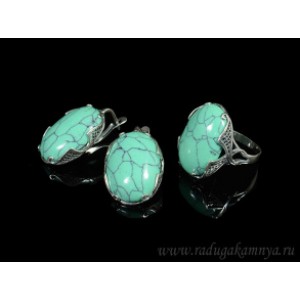 Кольцо и серьги с бирюзой (имитация) Кольцо и серьги с бирюзой (имитация)