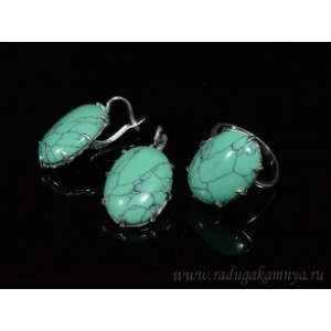 Кольцо и серьги с бирюзой (имитация)