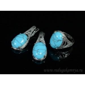 Кольцо и серьги с бирюзой (имитация) Кольцо и серьги с бирюзой (имитация)