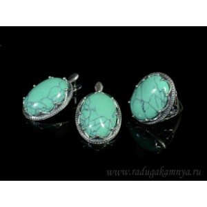 Кольцо и серьги с бирюзой (имитация)