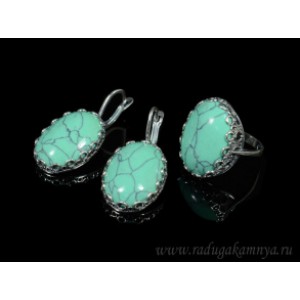 Кольцо и серьги с бирюзой (имитация)