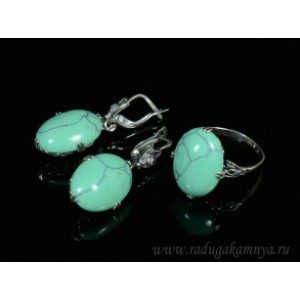 Кольцо и серьги с бирюзой (имитация) Кольцо и серьги с бирюзой (имитация)