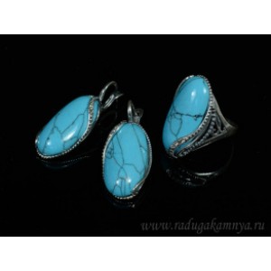 Кольцо и серьги с бирюзой (имитация) Кольцо и серьги с бирюзой (имитация)