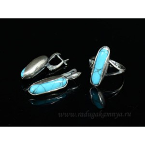 Кольцо и серьги с бирюзой (имитация) Кольцо и серьги с бирюзой (имитация)