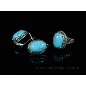 Кольцо и серьги с бирюзой (имитация) Кольцо и серьги с бирюзой (имитация)