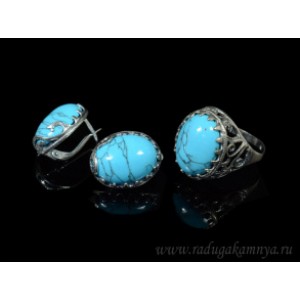 Кольцо и серьги с бирюзой (имитация)