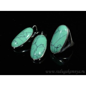 Кольцо и серьги с бирюзой (имитация)