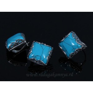 Кольцо и серьги с бирюзой (имитация) Кольцо и серьги с бирюзой (имитация)