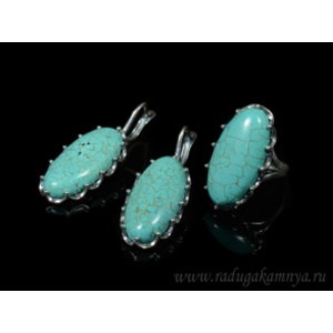 Кольцо и серьги с бирюзой (имитация) Кольцо и серьги с бирюзой (имитация)
