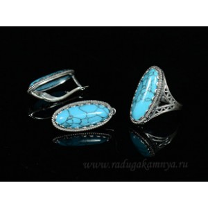 Кольцо и серьги с бирюзой (имитация)