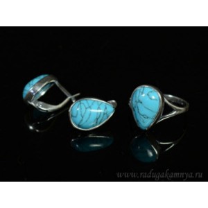 Кольцо и серьги с бирюзой (имитация) .