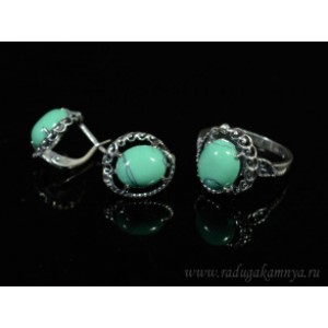 Кольцо и серьги с бирюзой (имитация) .