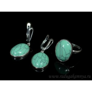 Кольцо и серьги с бирюзой (имитация) .