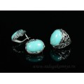 Кольцо и серьги с бирюзой (имитация) .