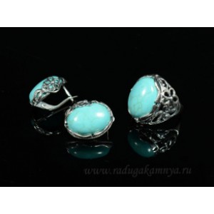 Кольцо и серьги с бирюзой (имитация) .