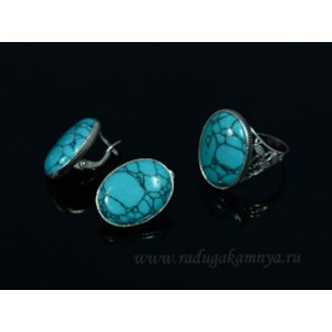 Кольцо и серьги с бирюзой (имитация) .