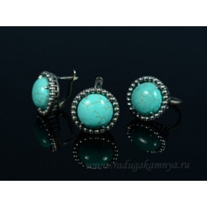 Кольцо и серьги с бирюзой (имитация) .