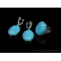 Кольцо и серьги с бирюзой (имитация) .