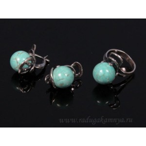 Кольцо и серьги с бирюзой (имитация) .