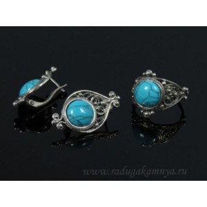 Кольцо и серьги с бирюзой (имитация) .