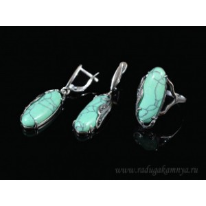 Кольцо и серьги с бирюзой (имитация)