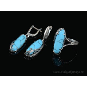Кольцо и серьги с бирюзой (имитация) Кольцо и серьги с бирюзой (имитация)
