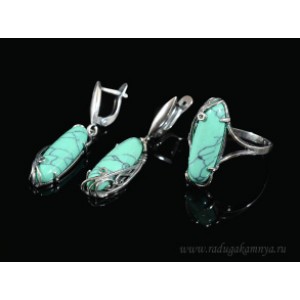 Кольцо и серьги с бирюзой (имитация)