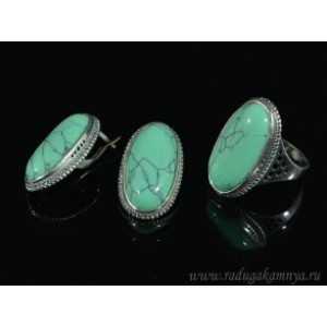 Кольцо и серьги с бирюзой (имитация)