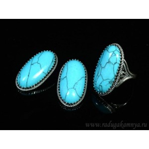 Кольцо и серьги с бирюзой (имитация) Кольцо и серьги с бирюзой (имитация)