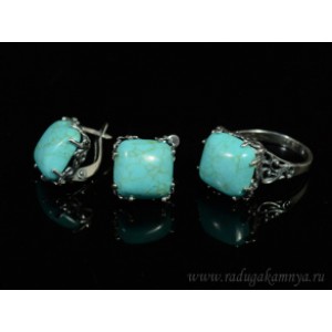 Кольцо и серьги с бирюзой (имитация)