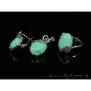 Кольцо и серьги с бирюзой (имитация)