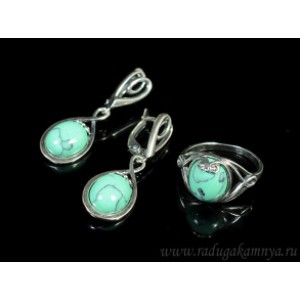 Кольцо и серьги с бирюзой (имитация)