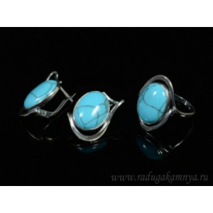 Кольцо и серьги с бирюзой (имитация) Кольцо и серьги с бирюзой (имитация)