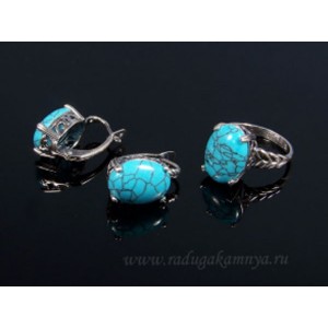 Кольцо и серьги с бирюзой (имитация) Кольцо и серьги с бирюзой (имитация)