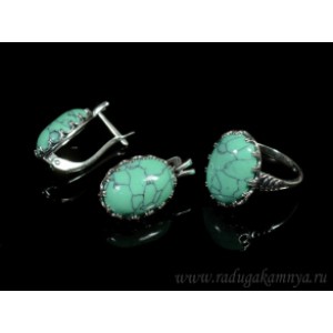 Кольцо и серьги с бирюзой (имитация) Кольцо и серьги с бирюзой (имитация)
